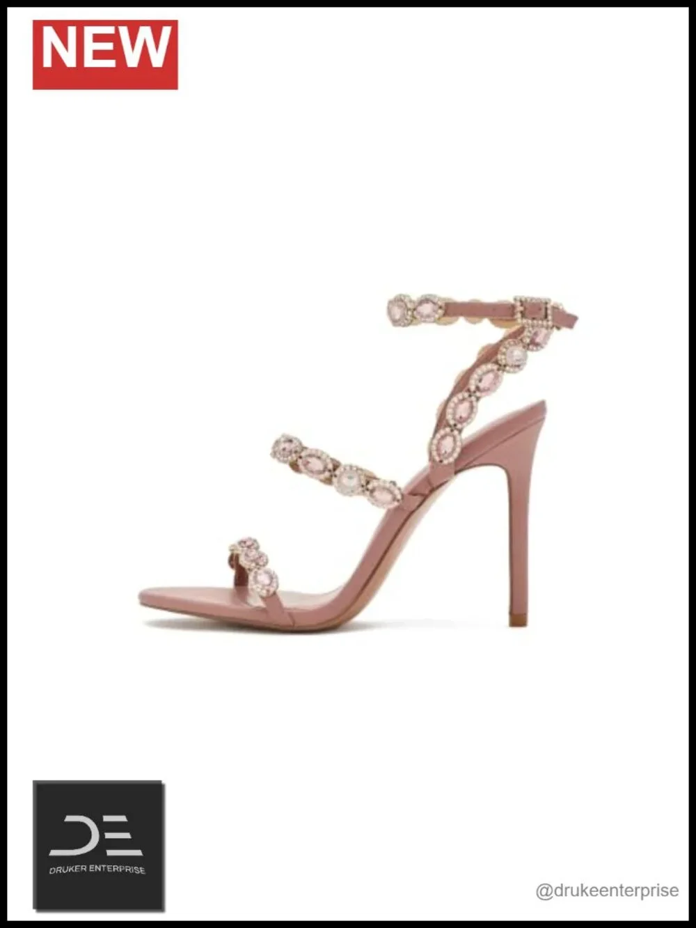Steve Madden Heeled Sandals Stiletto Round Toe Jewel Embellished Ankle Strap